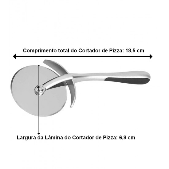 Cortador Para Pizza 18,5cm Em Aço Inox Slim Mimo Style